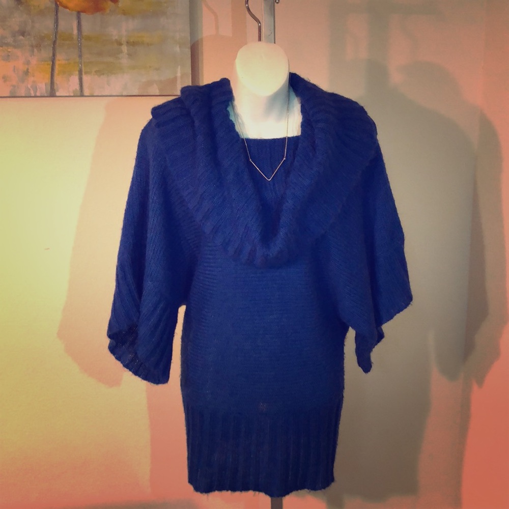 2bBebe blue cowl turtleneck dolman sleeve sweater